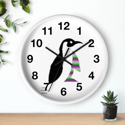 Wall clock: Crazy Penguin World Logo Black