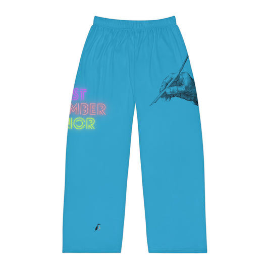 Men's Pajama Pants: Writing Turquoise