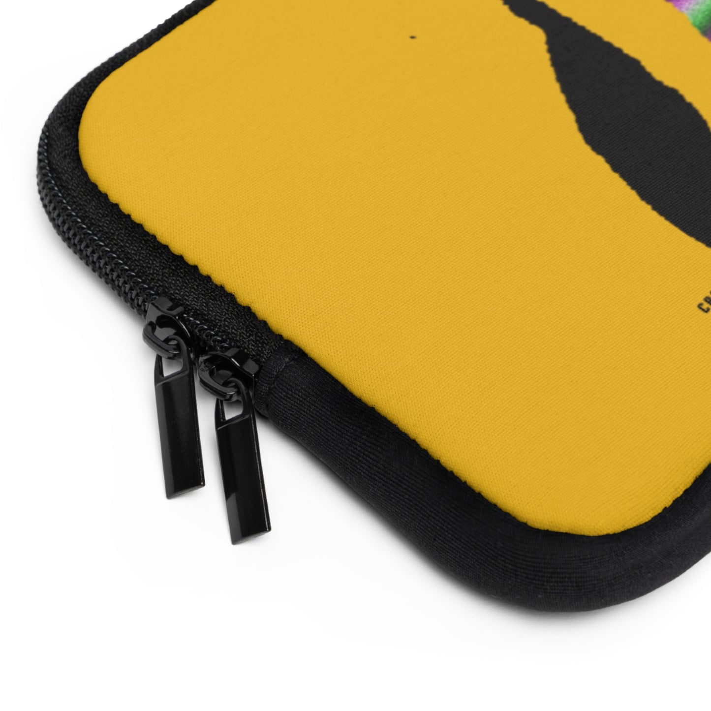 Laptop Sleeve: Crazy Penguin World Logo Yellow