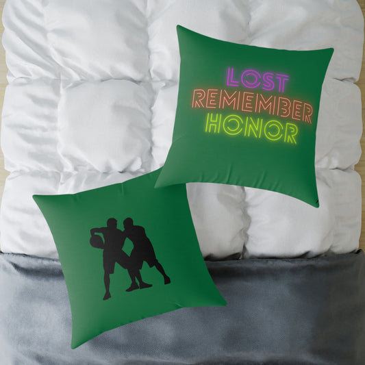Spun Polyester Pillow: Basketball Dark Green