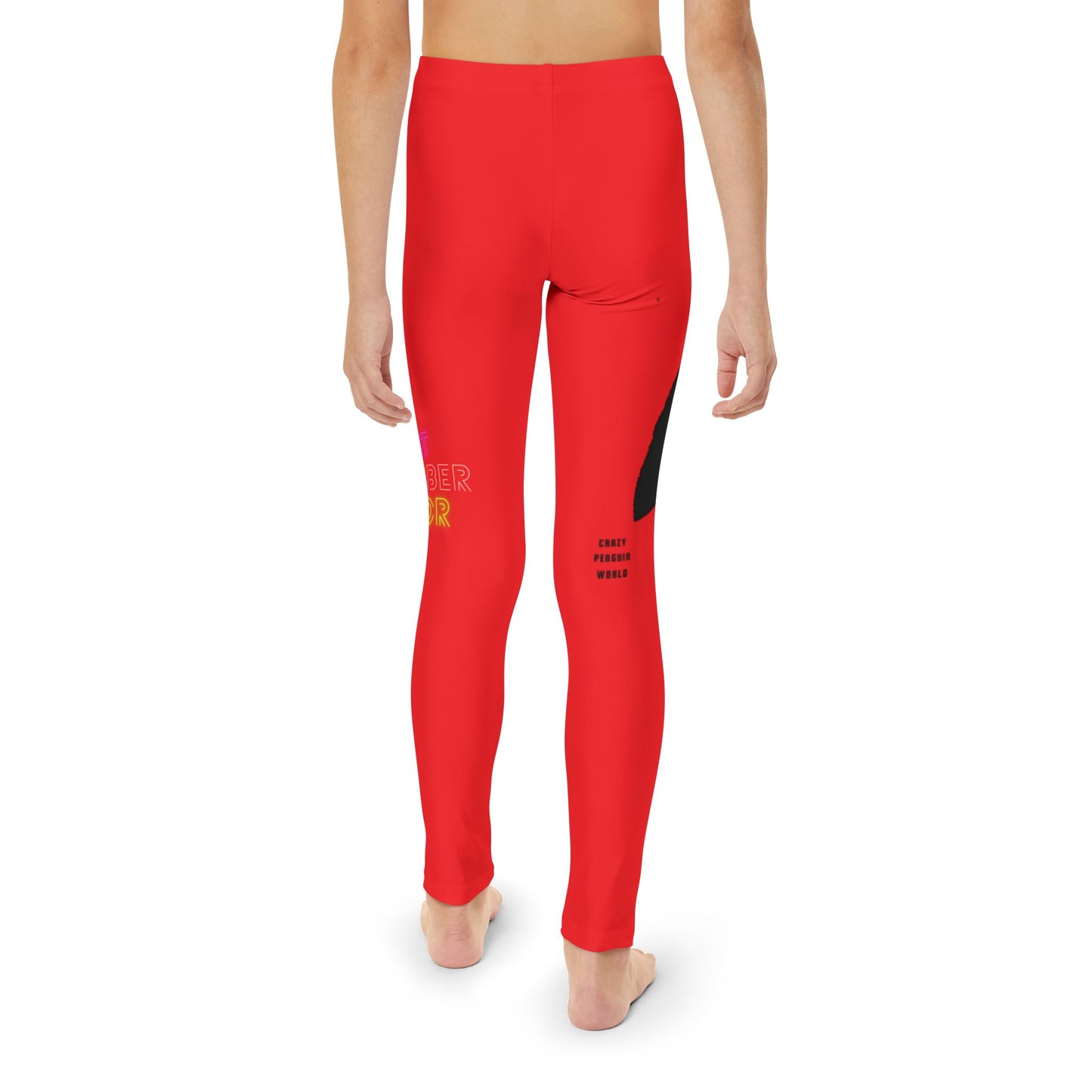 Youth Full-Length Leggings: Crazy Penguin World Logo Red