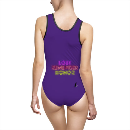 Women's Classic One-Piece Swimsuit: Wrestling Purple