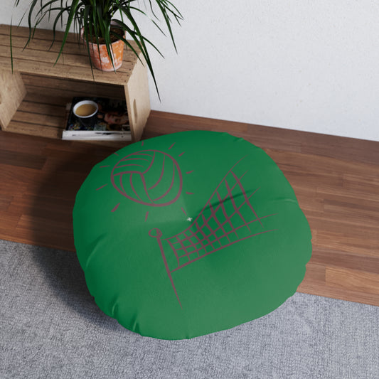 Tufted Floor Pillow, Round: Volleyball Dark Green