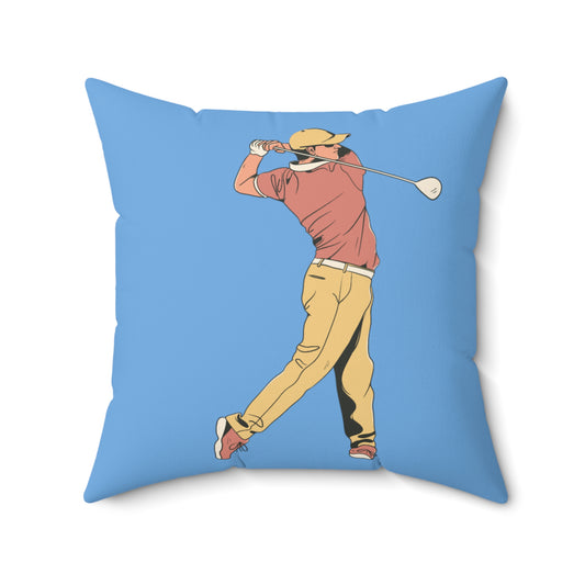 Spun Polyester Square Pillow: Golf Lite Blue