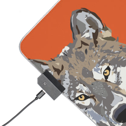 LED Gaming Mouse Pad: Wolves Orange