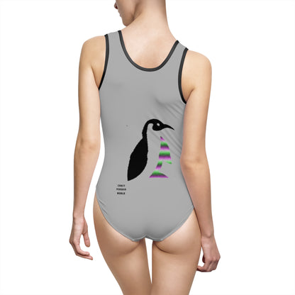 Women's Classic One-Piece Swimsuit: Lost Remember Honor Lite Grey