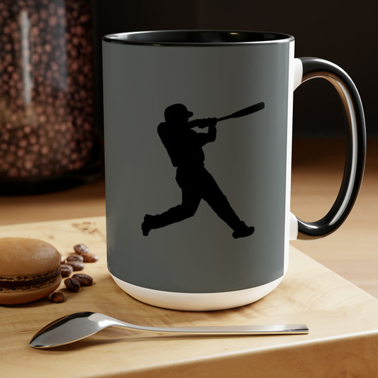 Two-Tone Coffee Mugs, 15oz: Baseball Dark Grey