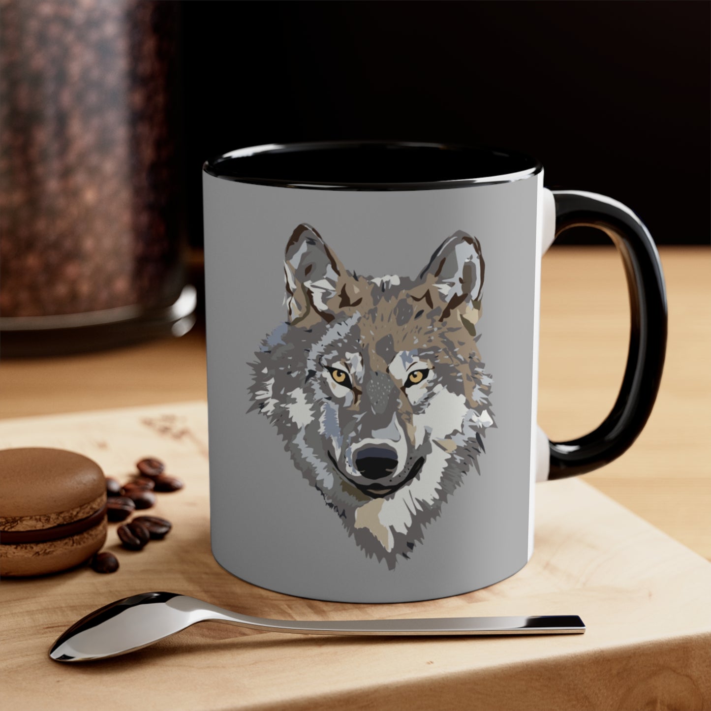 Accent Coffee Mug, 11oz: Wolves Lite Grey