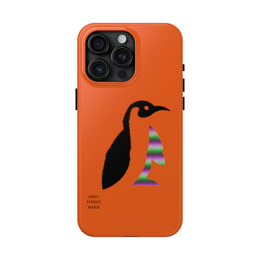 Tough Phone Cases (for iPhones): Crazy Penguin World Logo Orange
