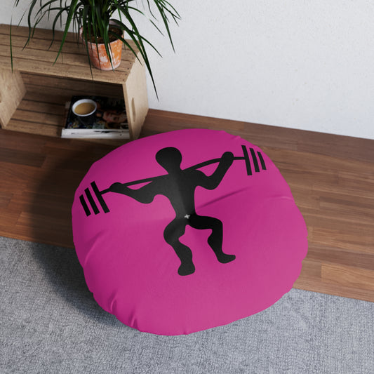 Tufted Floor Pillow, Round: Weightlifting Pink