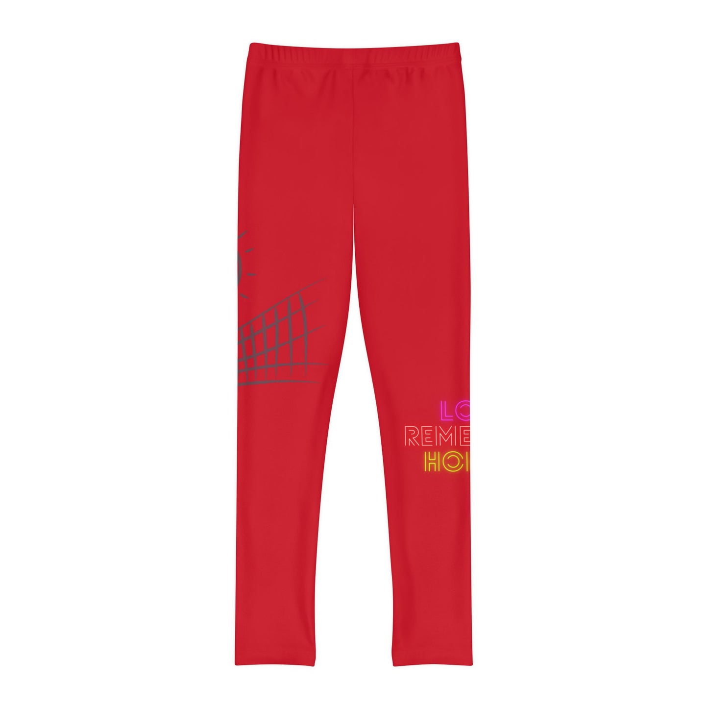 Youth Full-Length Leggings: Volleyball Dark Red