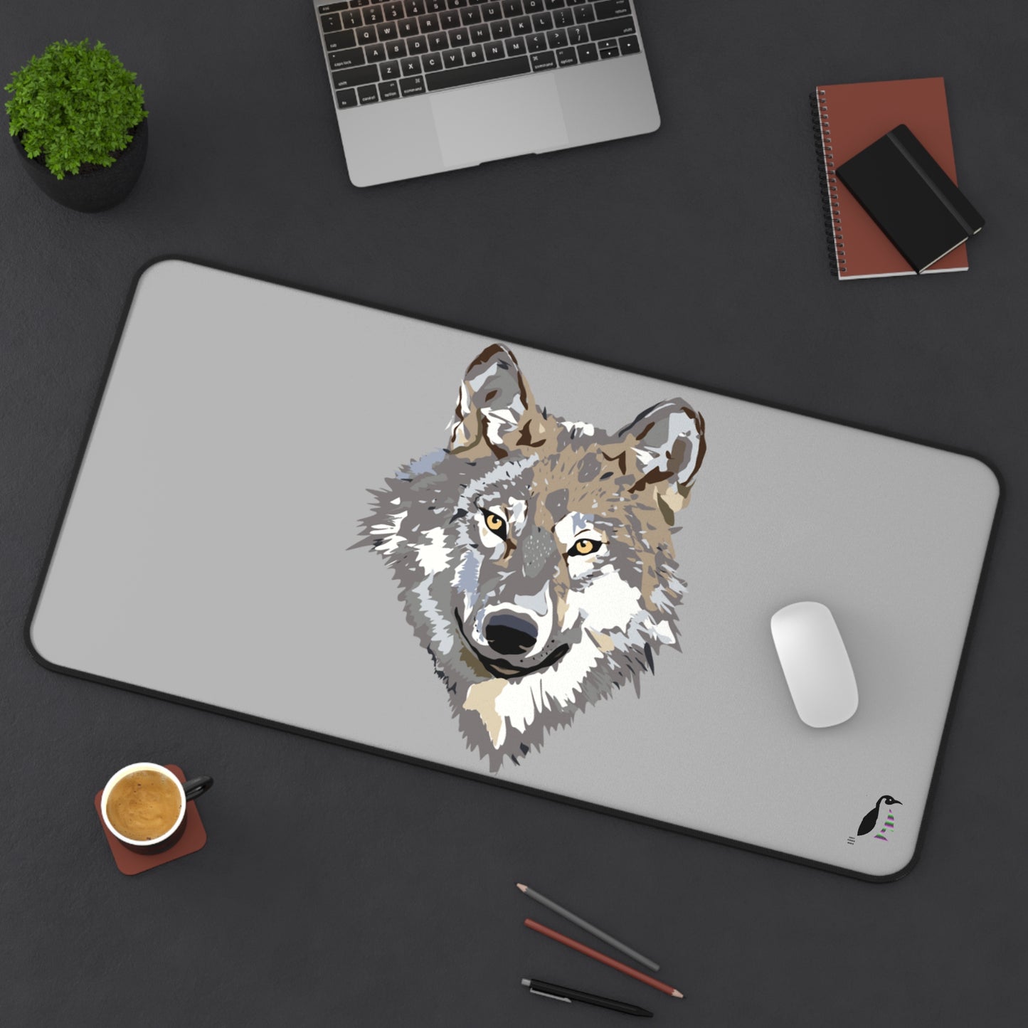 Desk Mat: Wolves Lite Grey