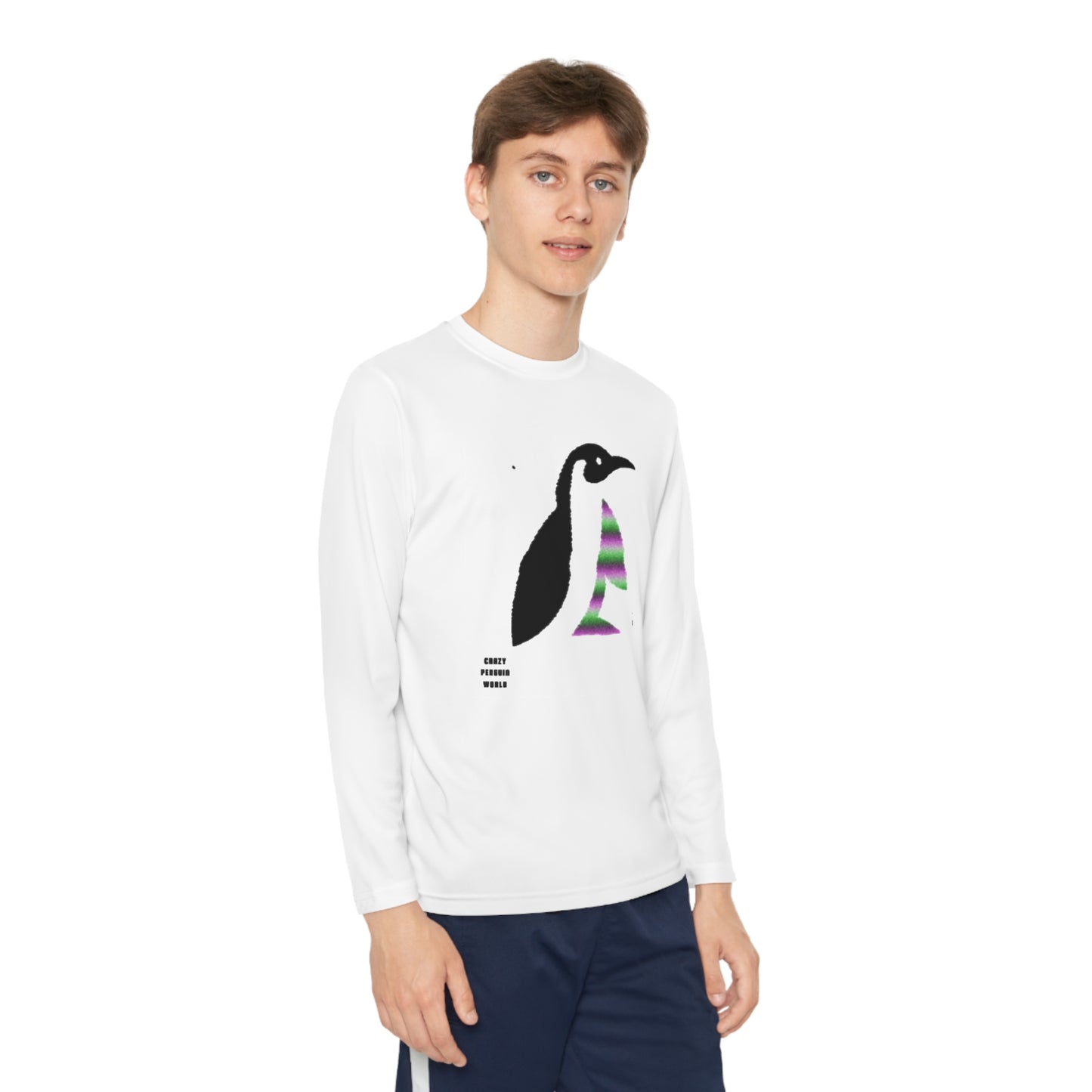 Youth Long Sleeve Competitor Tee: Crazy Penguin World Logo