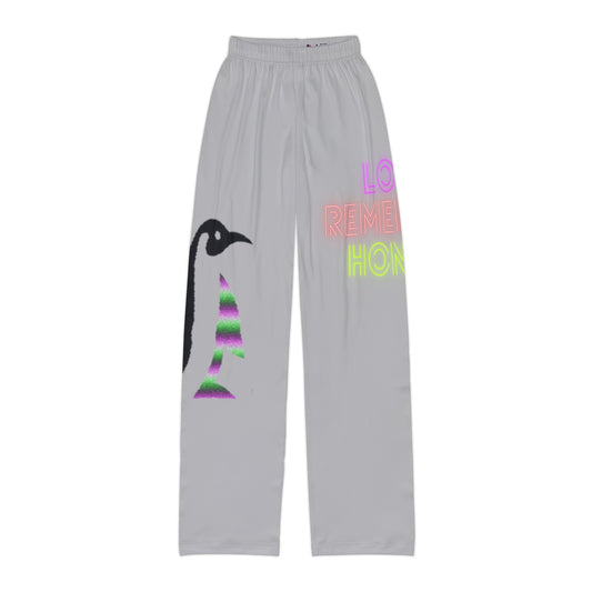 Kids Pajama Pants: Crazy Penguin World Logo Lite Grey