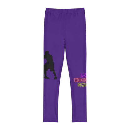 Youth Full-Length Leggings: Basketball Purple