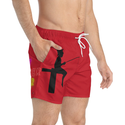 Swim Trunks: Fishing Dark Red