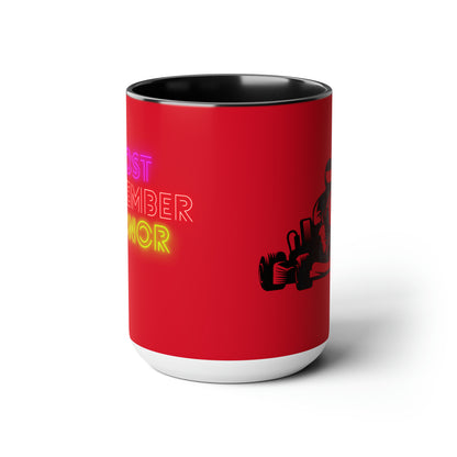 Two-Tone Coffee Mugs, 15oz: Racing Dark Red