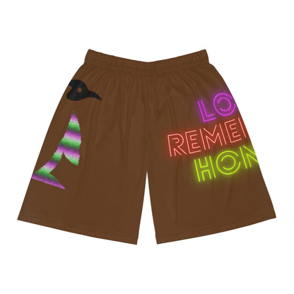 Basketball Shorts: Crazy Penguin World Logo Brown