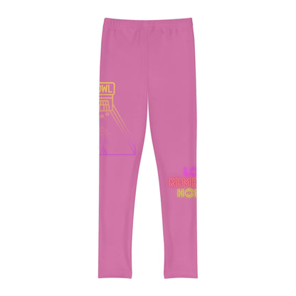 Youth Full-Length Leggings: Bowling Lite Pink