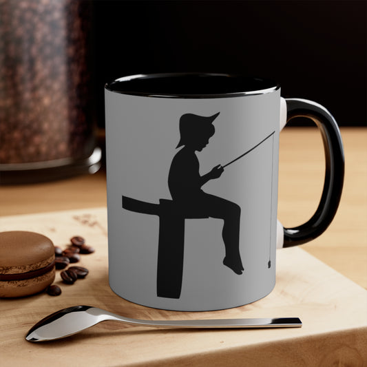 Accent Coffee Mug, 11oz: Fishing Lite Grey