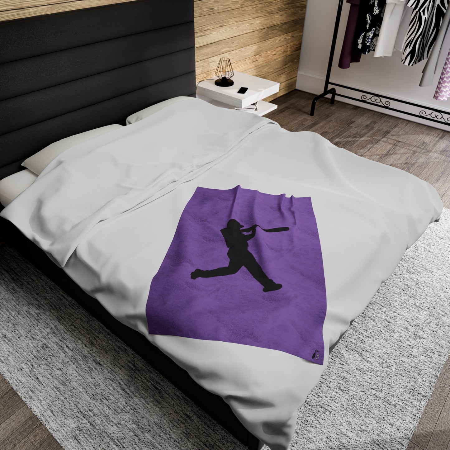 Velveteen Plush Blanket: Baseball Lite Purple