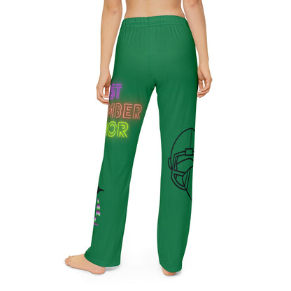 Kids Pajama Pants: Football Dark Green