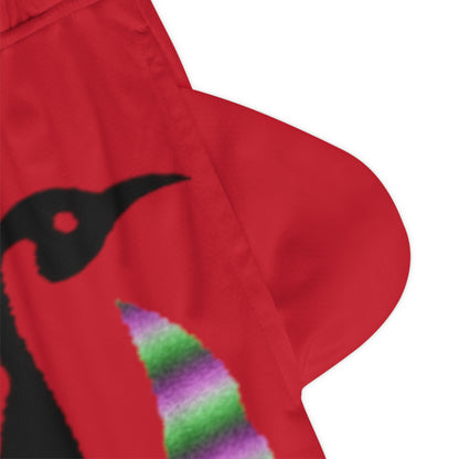 Basketball Rib Shorts: Crazy Penguin World Logo Dark Red