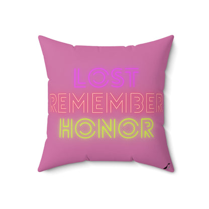 Spun Polyester Square Pillow: Writing Lite Pink