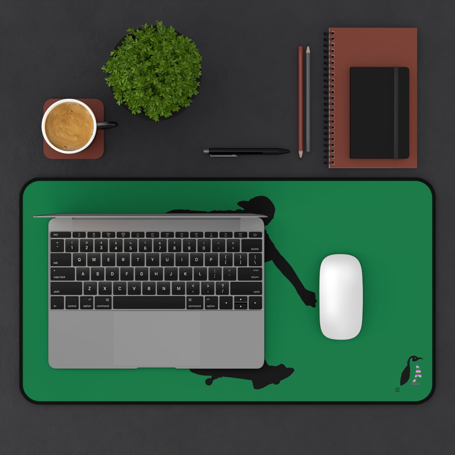 Desk Mat: Skateboarding Dark Green