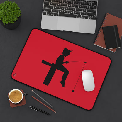 Desk Mat: Fishing Dark Red