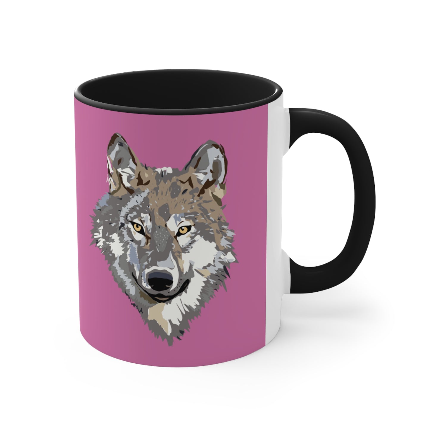 Accent Coffee Mug, 11oz: Wolves Lite Pink