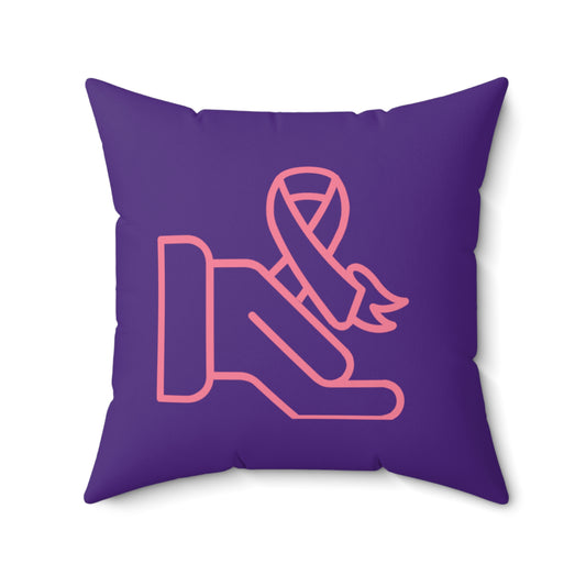 Spun Polyester Square Pillow: Fight Cancer Purple