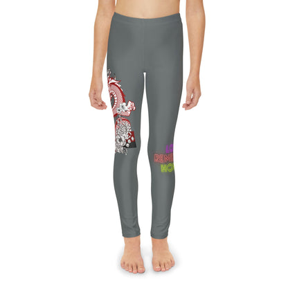 Youth Full-Length Leggings: Dragons Dark Grey