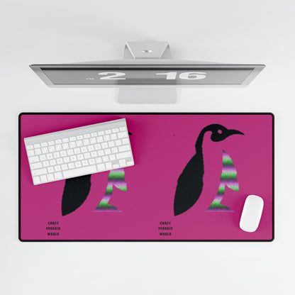 Desk Mats: Crazy Penguin World Logo Pink