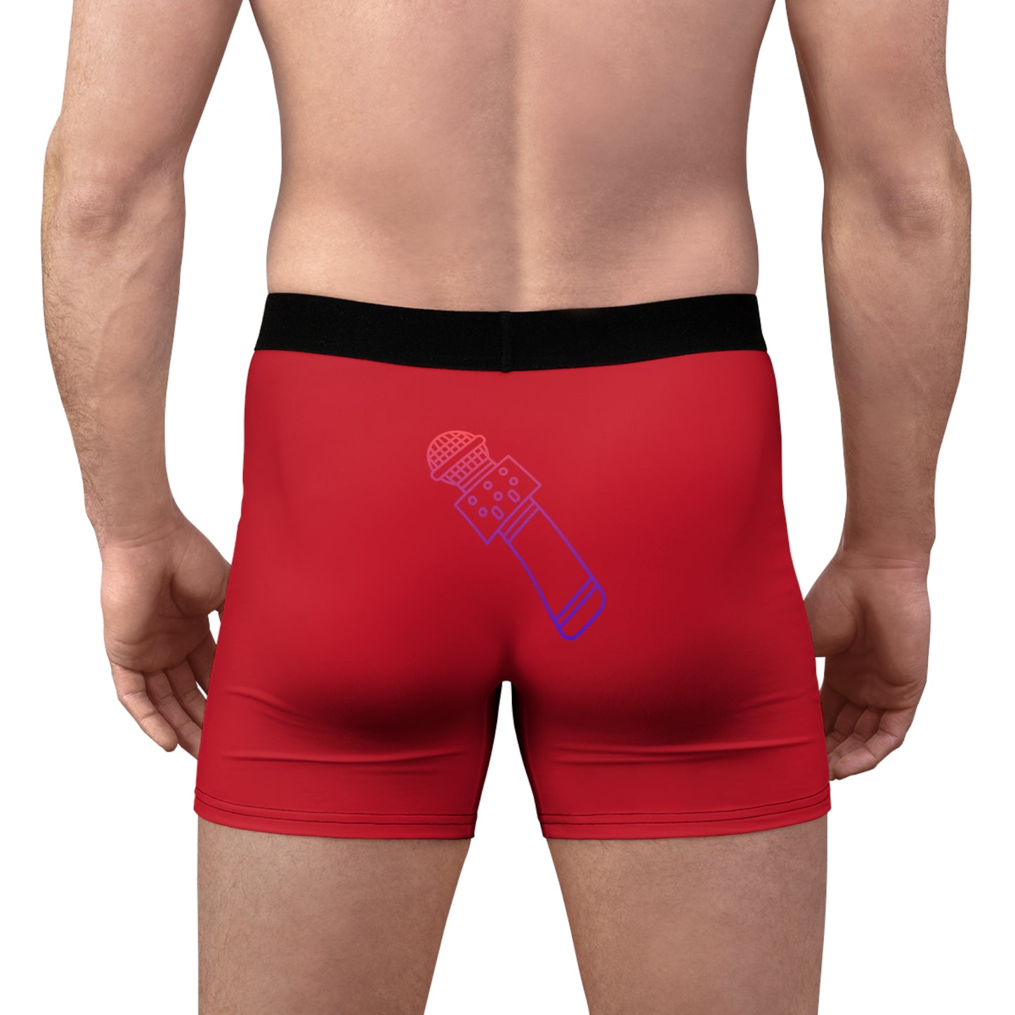 Men's Boxer Briefs: Music Dark Red