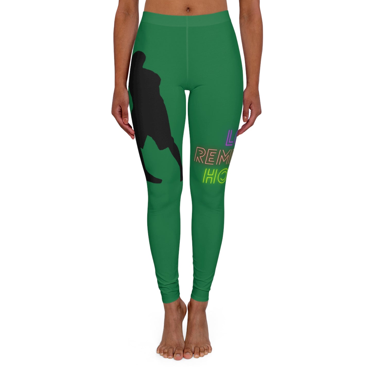 Women's Spandex Leggings: Basketball Dark Green