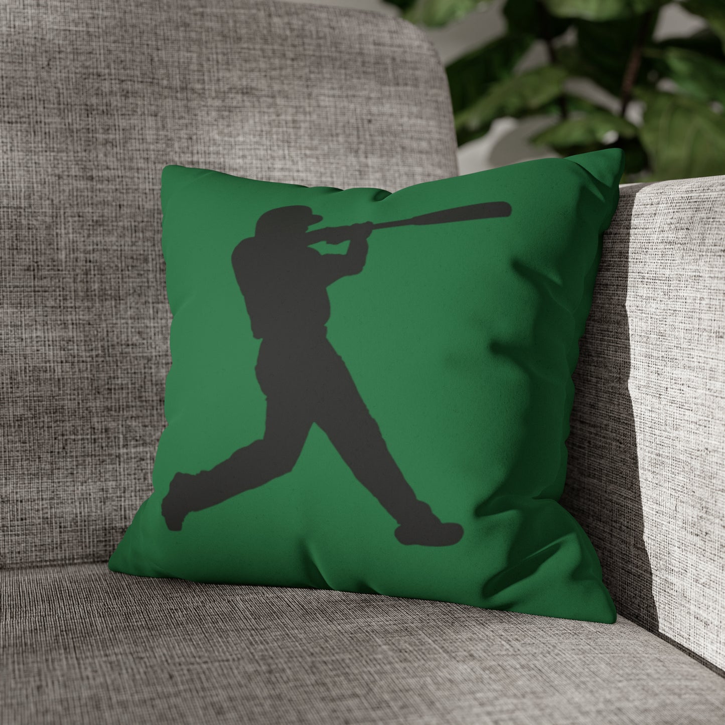 Faux Suede Square Pillow Case: Baseball Dark Green