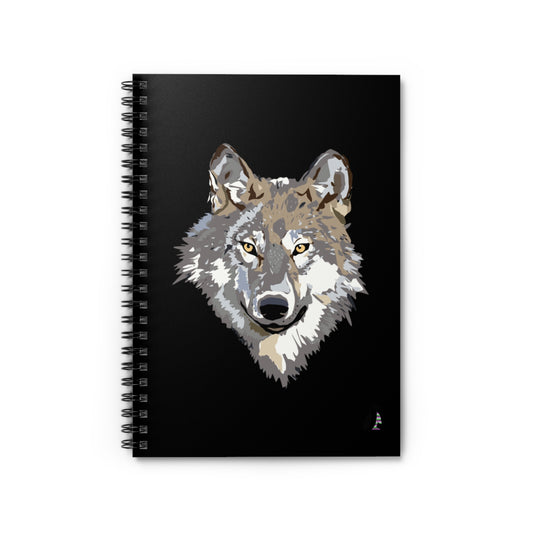 Spiral Notebook - Ruled Line: Wolves Black