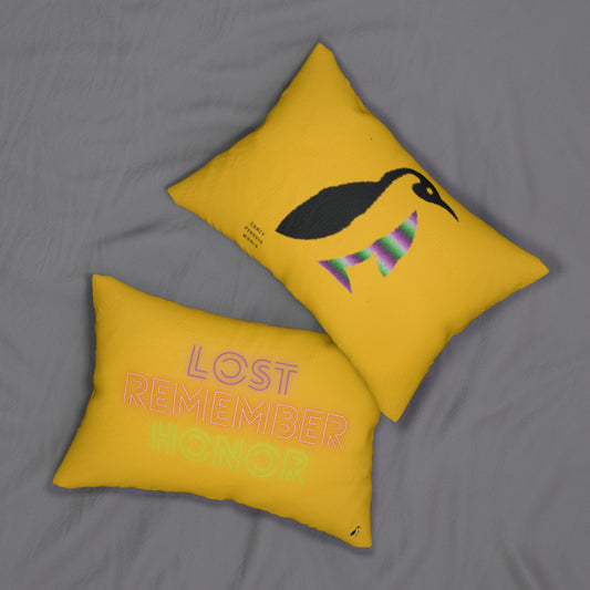 Spun Polyester Lumbar Pillow: Crazy Penguin World Logo Yellow