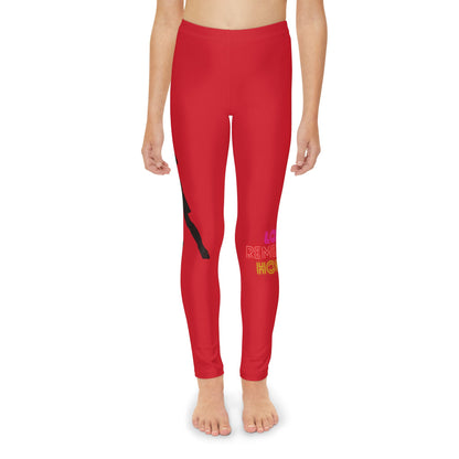 Youth Full-Length Leggings: Soccer Dark Red