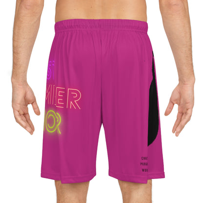 Basketball Shorts: Crazy Penguin World Logo Pink