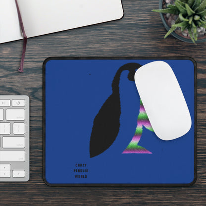 Gaming Mouse Pad: Crazy Penguin World Logo Dark Blue