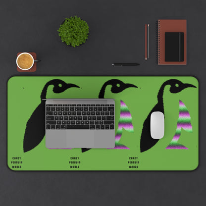 Desk Mat: Crazy Penguin World Logo Green