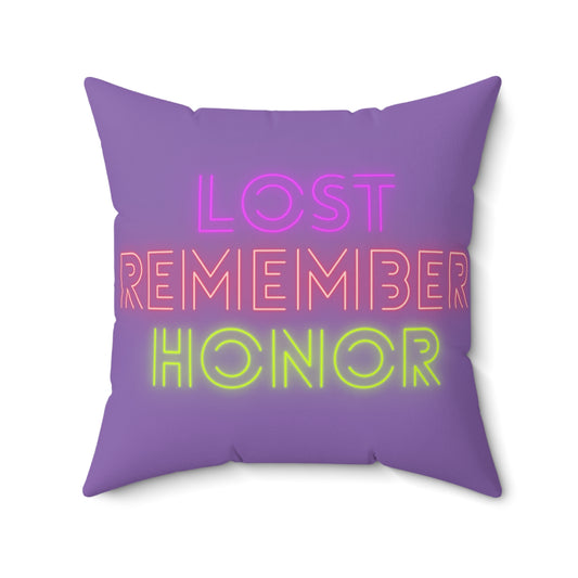 Spun Polyester Square Pillow: Lost Remember Honor Lite Purple