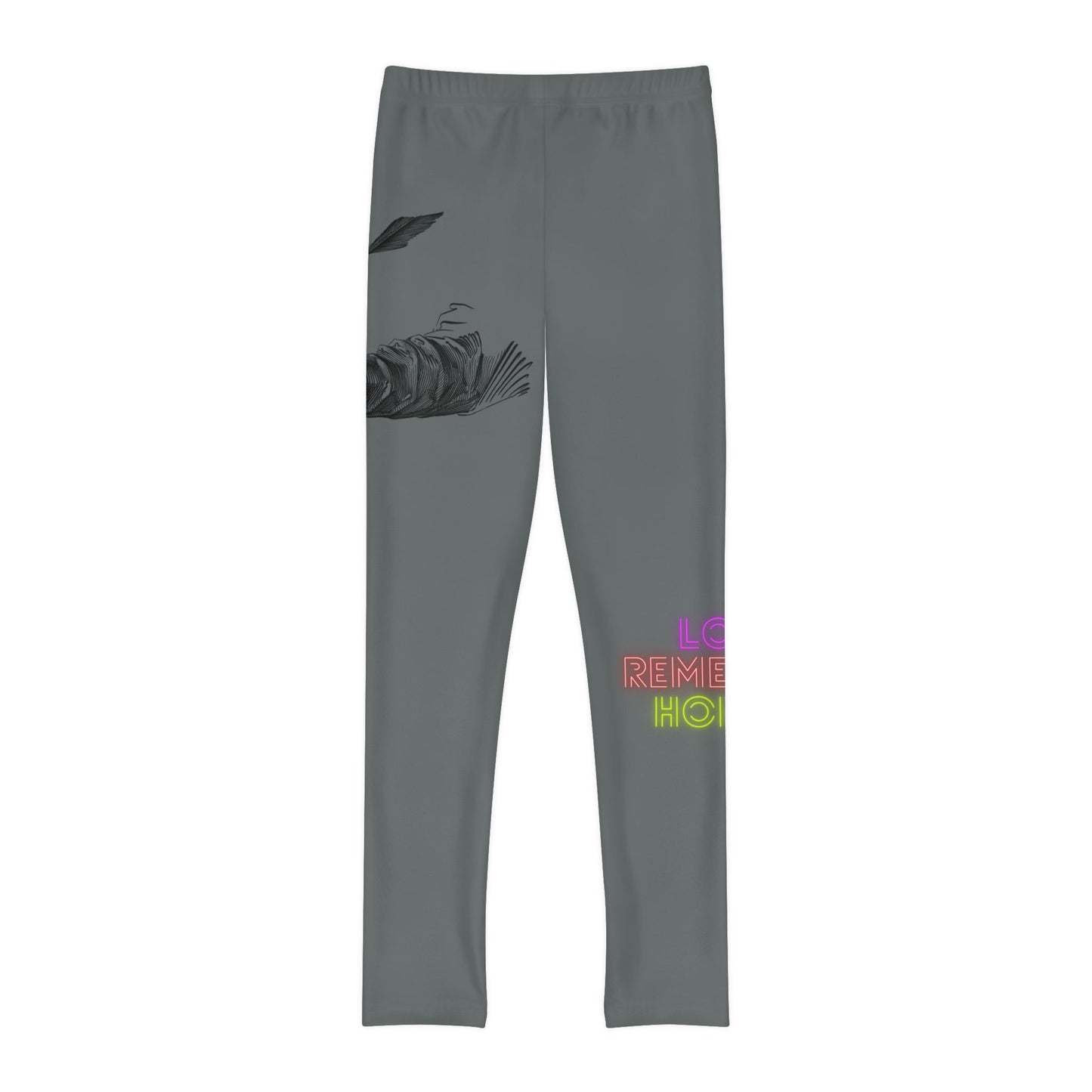 Youth Full-Length Leggings: Writing Dark Grey