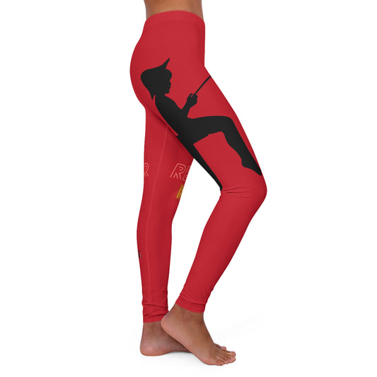 Women's Spandex Leggings: Fishing Dark Red