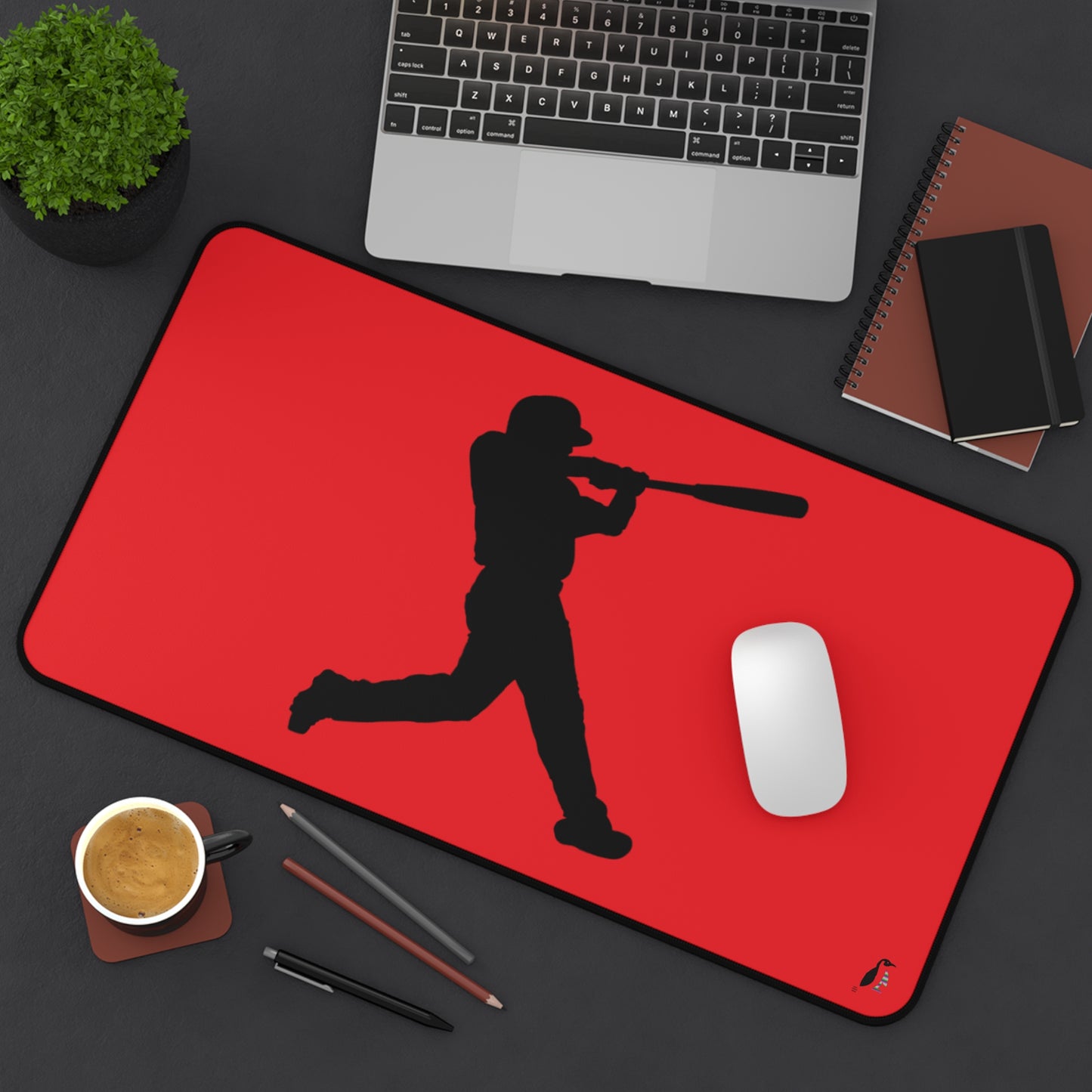 Desk Mat: Baseball Red