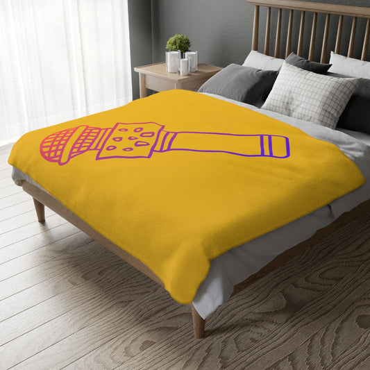 Velveteen Minky Blanket (Two-sided print): Music Yellow