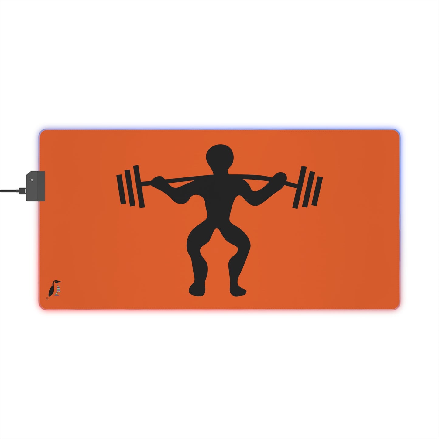 LED Gaming Mouse Pad: Weightlifting Orange