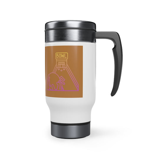 Stainless Steel Travel Mug with Handle, 14oz: Bowling Lite Brown